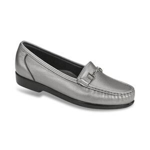SAS Loafers Shoes Women Size 6 Pew Metallic Metro Leather Comfort Tri-Pad Sole